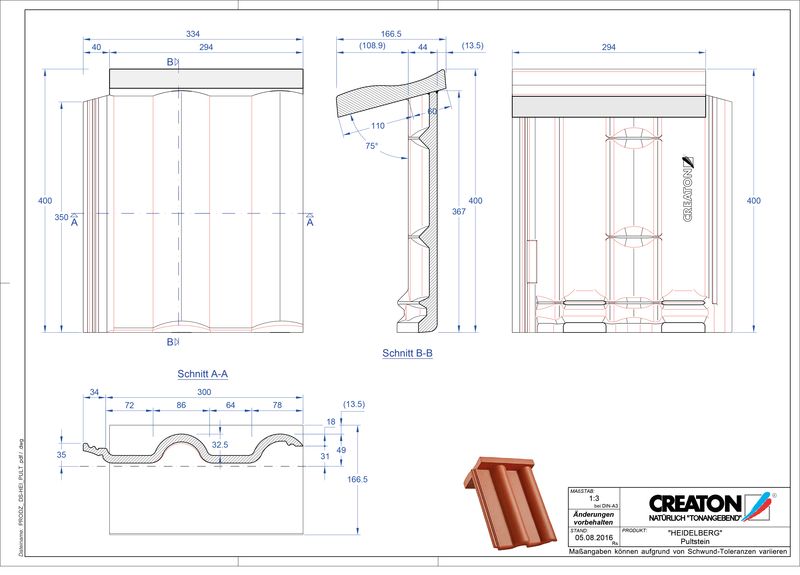 Plik CAD produktu HEIDELBERG dachówka pulpitowa PULTSTEIN
