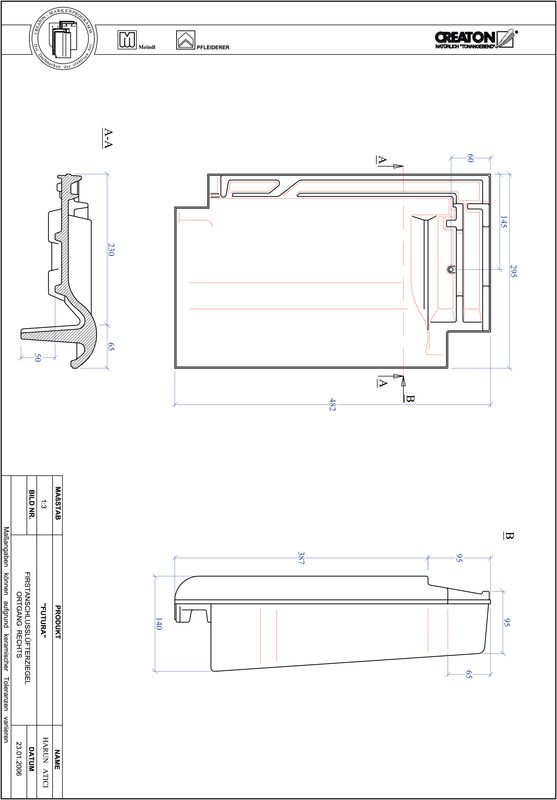 Plik CAD produktu FUTURA dachówka kalenicowa wentylacyjna boczna prawa FALOGR