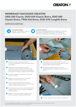 INSTRUKCJA MONTAŻU - MEMBRANY DACHOWE CREATON UNO 120 CLASSIC, DUO 150 CLASSIC/EXTRA, DUO 180 CLASSIC/EXTRA, TRIO 210 EXTRA, DUO 270 LONGLIFE EXTRA