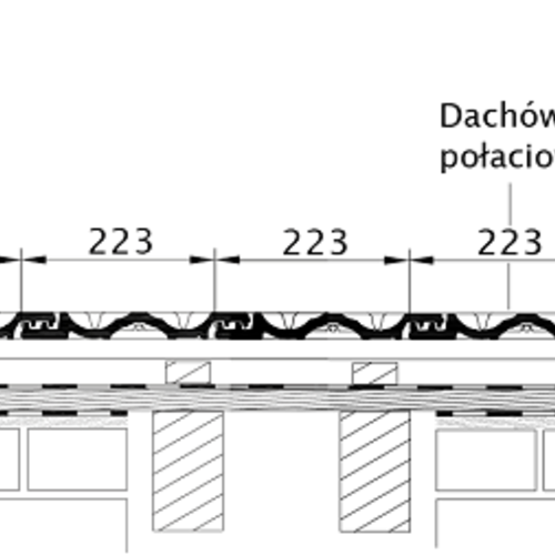 Rysunek techniczny produktu RATIO - przekrój poprzeczny połaci dachu