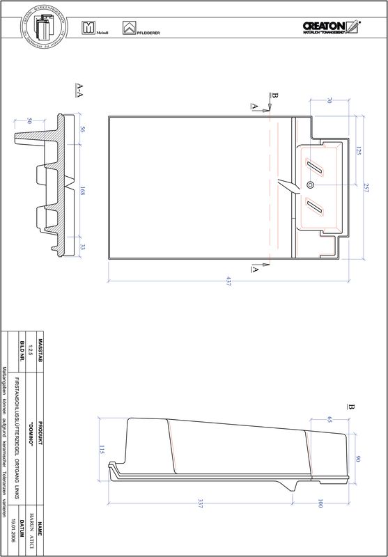 Plik CAD produktu DOMINO dachówka kalenicowa wentylacyjna boczna lewa FALOGL
