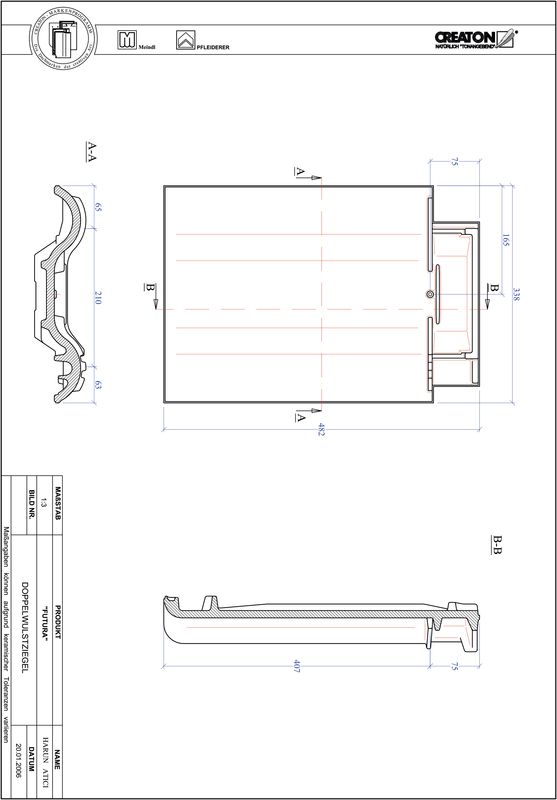 Plik CAD produktu FUTURA dachówka dwufalowa DWZ