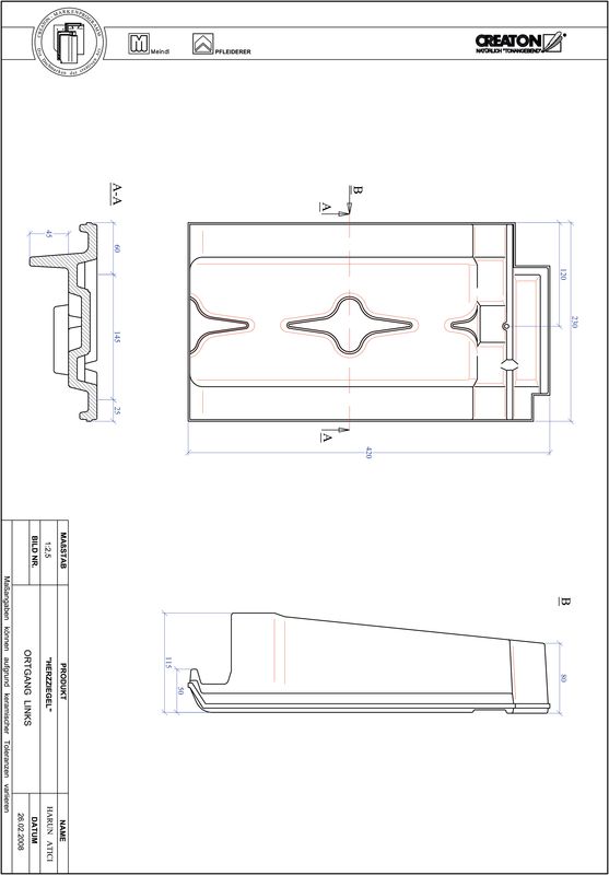 Plik CAD produktu HERZZIEGEL dachówka boczna lewa OGL