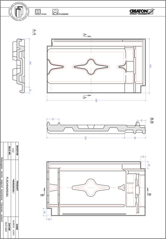 Plik CAD produktu HERZZIEGEL dachówka połaciowa FLA