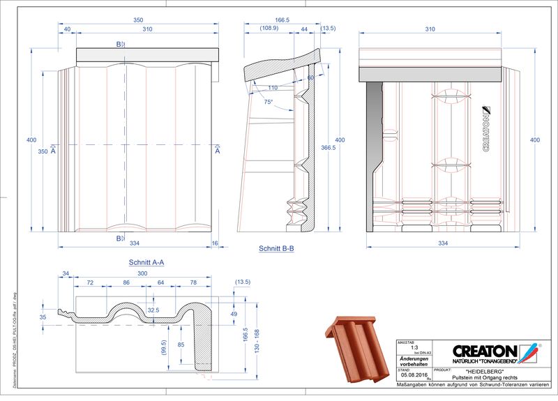 Plik CAD produktu HEIDELBERG dachówka pulpitowa boczna prawa PultOGR