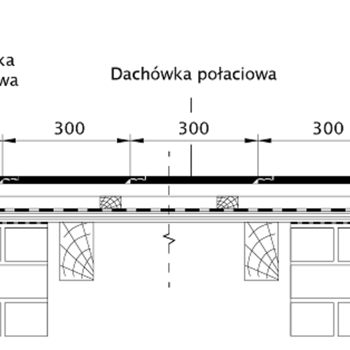 Rysunek techniczny produktu KAPSTADT - przekrój poprzeczny połaci dachu 1