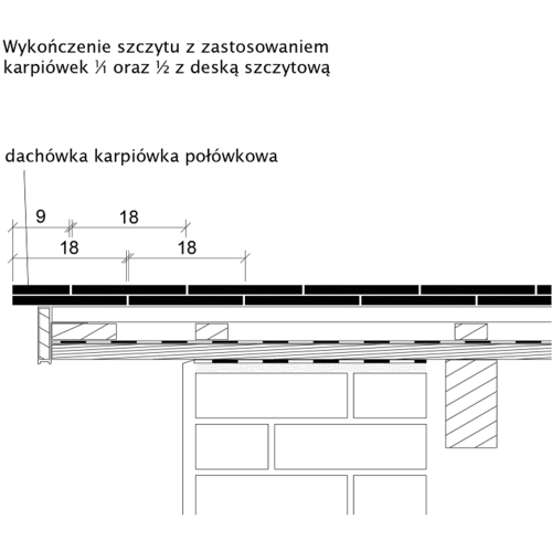 Rysunek techniczny produktu KLASSIK - przekrój poprzeczny połaci dachu