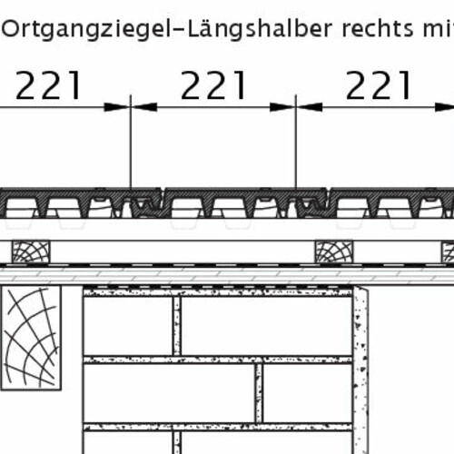 Rysunek techniczny produktu VISIO OG dachówka boczna połówkowa prawa OLH