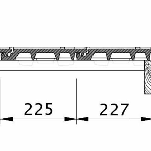 Rysunek techniczny produktu DOMINO OG dachówka boczna prawa z blachą i dachówka połaciowa OFR