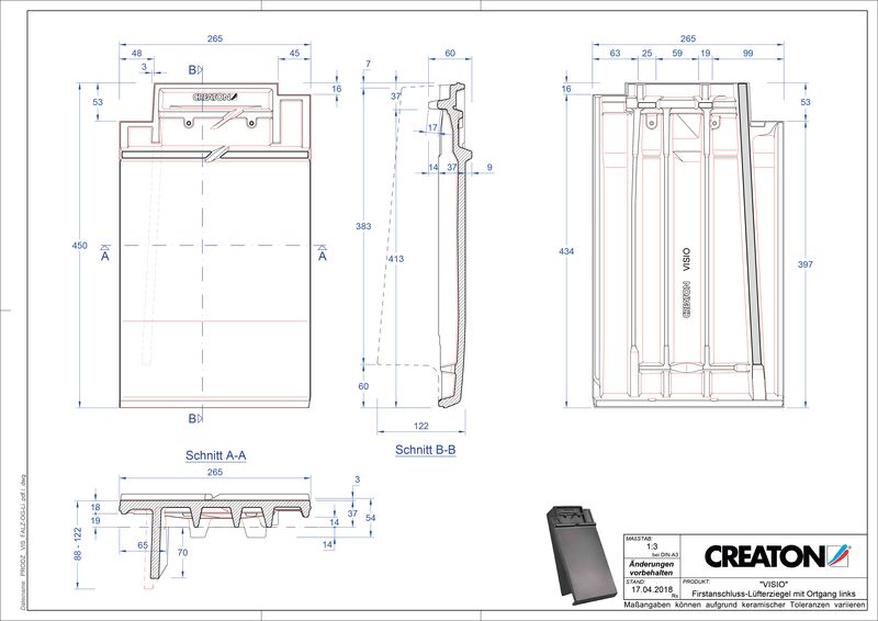 Plik CAD produktu VISIO dachówka kalenicowa wentylacyjna boczna lewa FALOGL