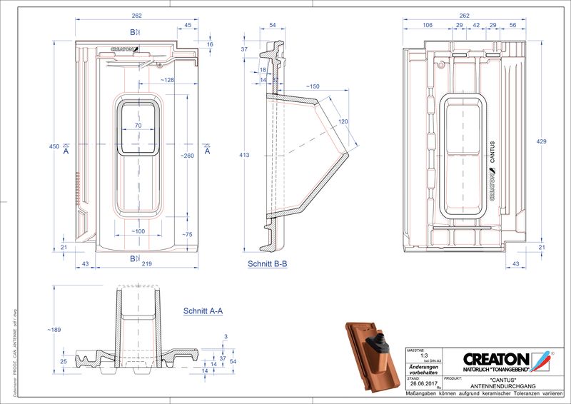 Plik CAD produktu CANTUS dachówka antenowa ANTENNE