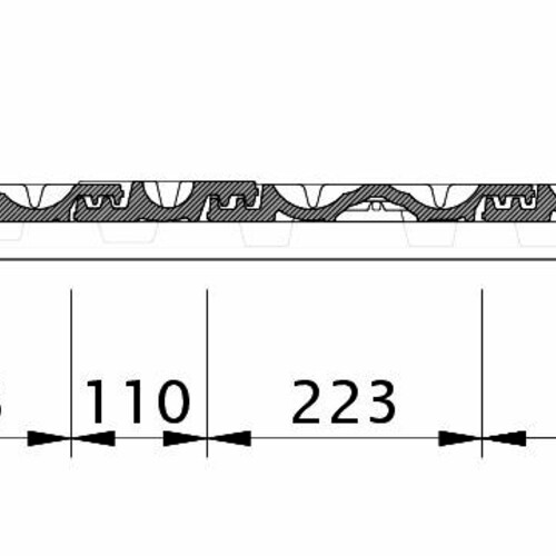 Rysunek techniczny produktu RATIO OG dachówka boczna lewa z blachą i dachówka dwufalowa ODL