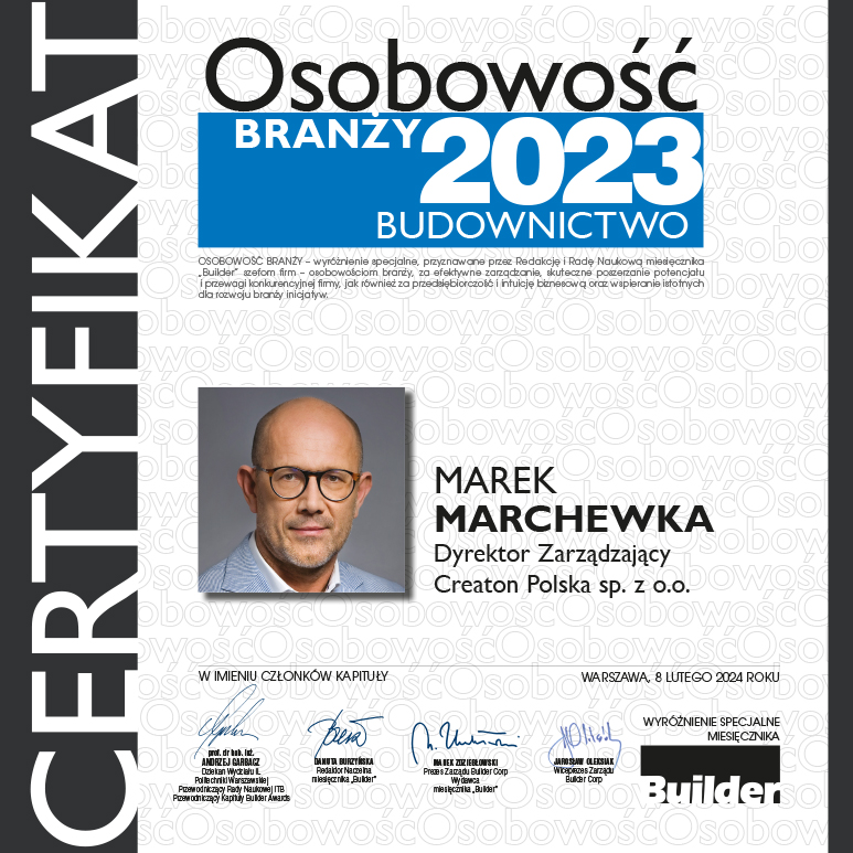  „Osobowość Branży 2023” - Marek Marchewka, Dyrektor Zarządzający CREATON Polska sp. z o.o.