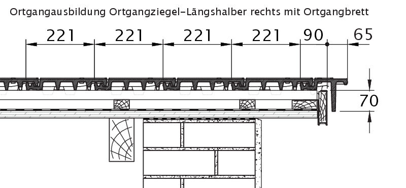 Rysunek techniczny produktu VISIO OG dachówka boczna połówkowa prawa OLH