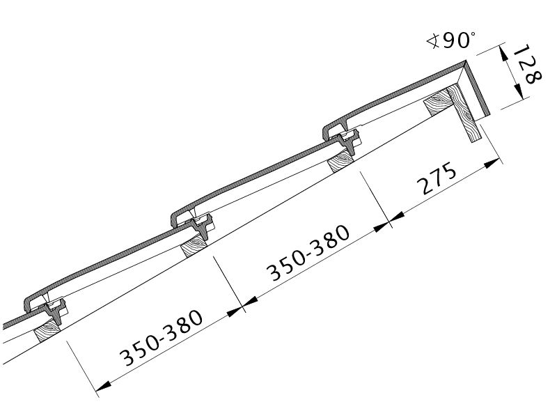 Rysunek techniczny produktu VISIO wykonanie dachu pulpitowego PDA