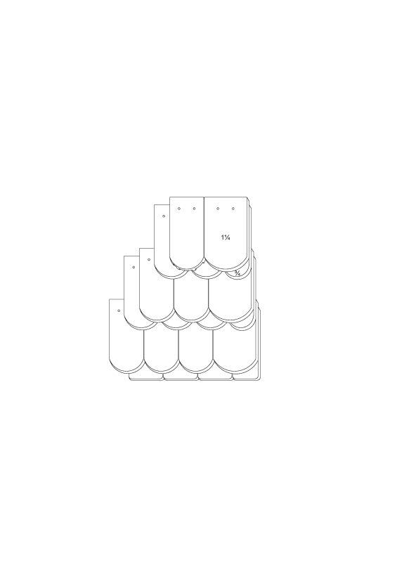 Rysunek techniczny produktu KLASSIK OGAusbildung-Kronendeckung-3-4-1-1-4-Traufziegel