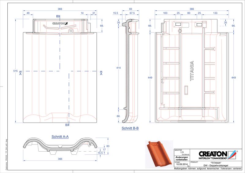 Plik CAD produktu TITANIA dachówka dwufalowa DWZ