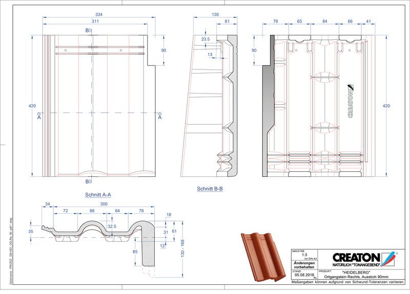 Plik CAD produktu HEIDELBERG dachówka pulpitowa boczna prawa PultOGR-90