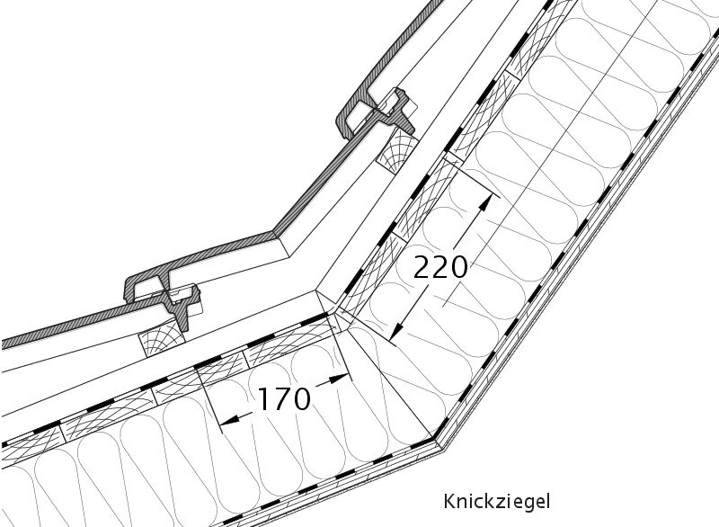 Rysunek techniczny produktu VISIO dachówka łamana KNZ