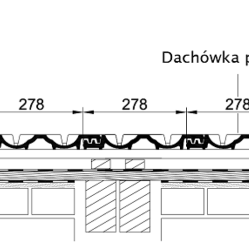 Rysunek techniczny produktu RAPIDO - przekrój poprzeczny połaci dachu