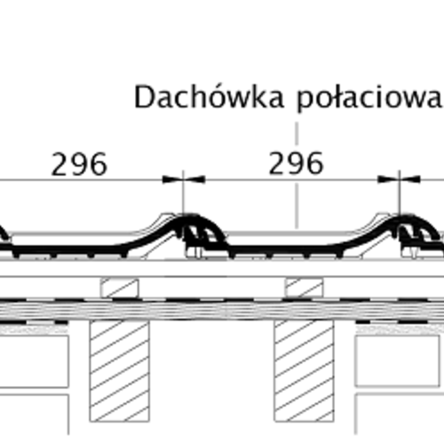 Rysunek techniczny produktu MAGNUM - przekrój poprzeczny połaci dachu