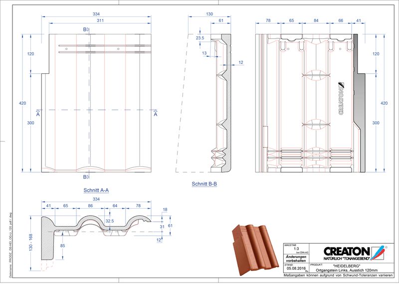 Plik CAD produktu HEIDELBERG dachówka pulpitowa boczna lewa PultOGL-120
