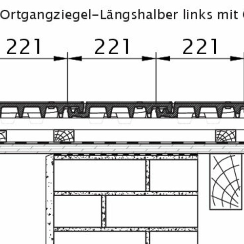 Rysunek techniczny produktu VISIO OG dachówka boczna połówkowa lewa OLH