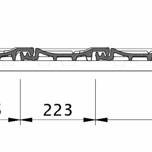 Rysunek techniczny produktu CANTUS OG dachówka boczna lewa z blachą i dachówka dwufalowa ODL