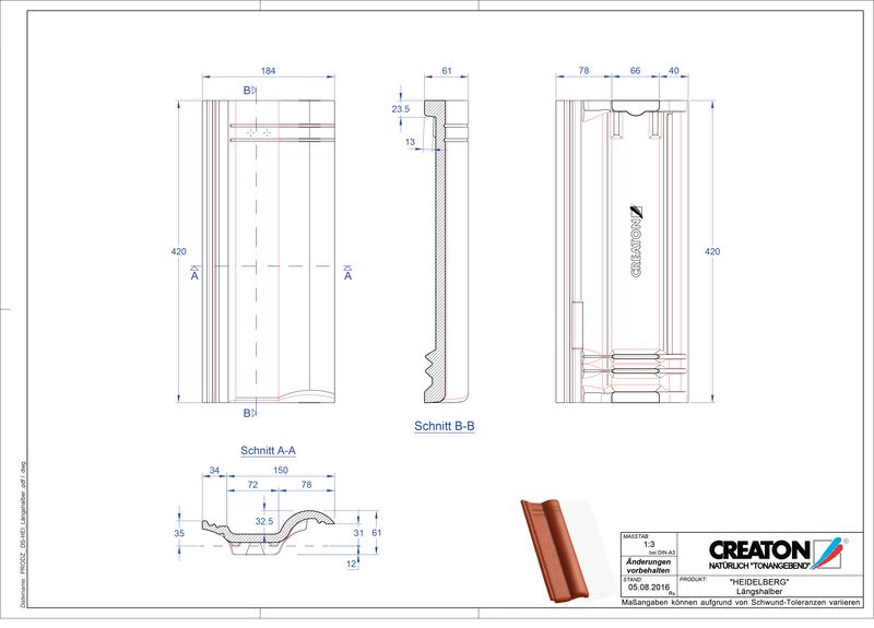 Plik CAD produktu HEIDELBERG dachówka połówkowa Laengshalber