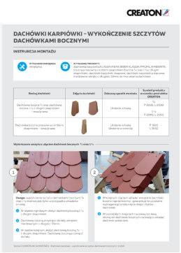 INSTRUKCJA MONTAŻU – DACHÓWKI KARPIÓWKI – WYKOŃCZENIE SZCZYTÓW DACHÓWKAMI BOCZNYMI