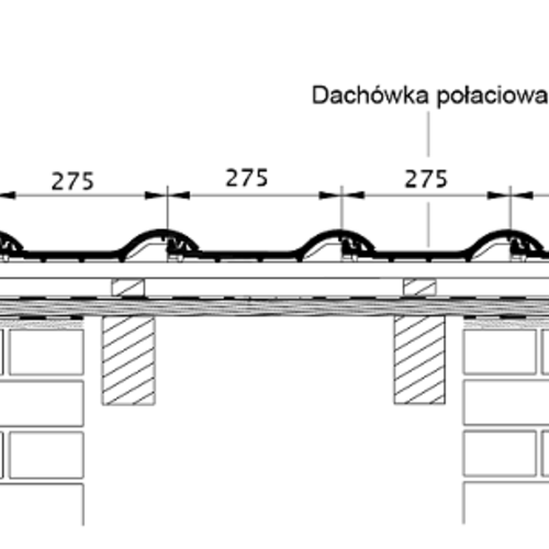 Rysunek techniczny produktu BALANCE - przekrój poprzeczny połaci dachu