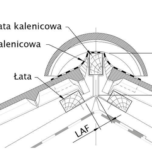 Rysunek techniczny produktu SIMPLA - przekrój kalenicy