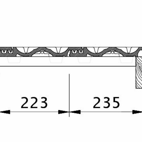 Rysunek techniczny produktu RATIO OG dachówka boczna prawa z blachą i dachówka połaciowa OFR