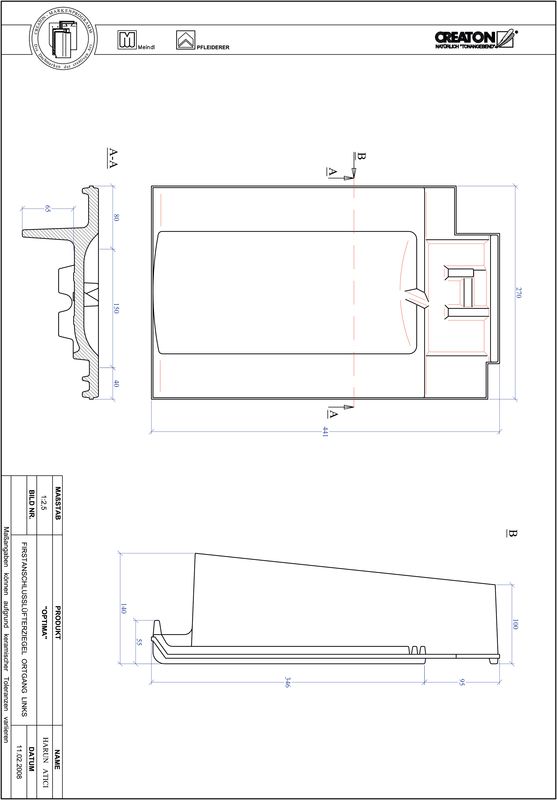 Plik CAD produktu OPTIMA dachówka kalenicowa wentylacyjna boczna lewa FALOGL