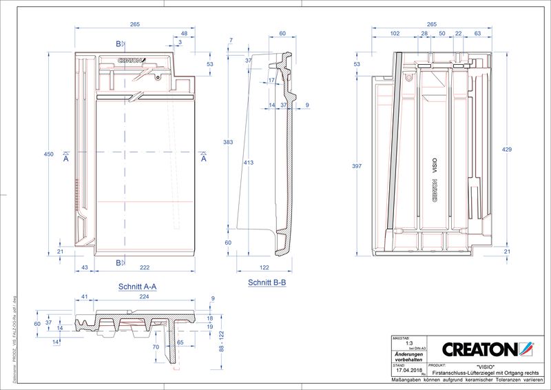 Plik CAD produktu VISIO dachówka kalenicowa wentylacyjna boczna prawa FALOGR