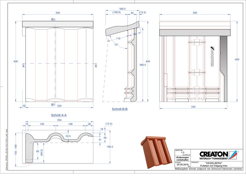 Plik CAD produktu HEIDELBERG dachówka pulpitowa boczna lewa PultOGL