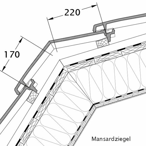 Rysunek techniczny produktu VISIO dachówka mansardowa MAZ