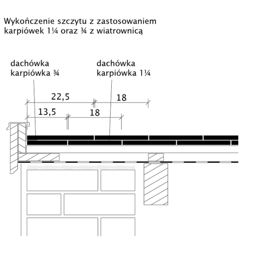 Rysunek techniczny produktu KLASSIK - przekrój poprzeczny połaci dachu