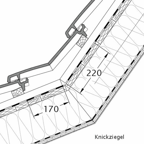 Rysunek techniczny produktu VISIO dachówka łamana KNZ